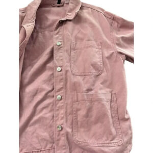 Divided Women Pink Long Sleeve Front Pockets Button Down Shacket Size Large
